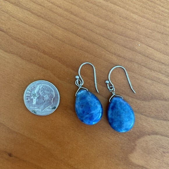 ATI Sterling Silver & Sodalite Teardrop Dangle Earrings - Picture 3 of 5